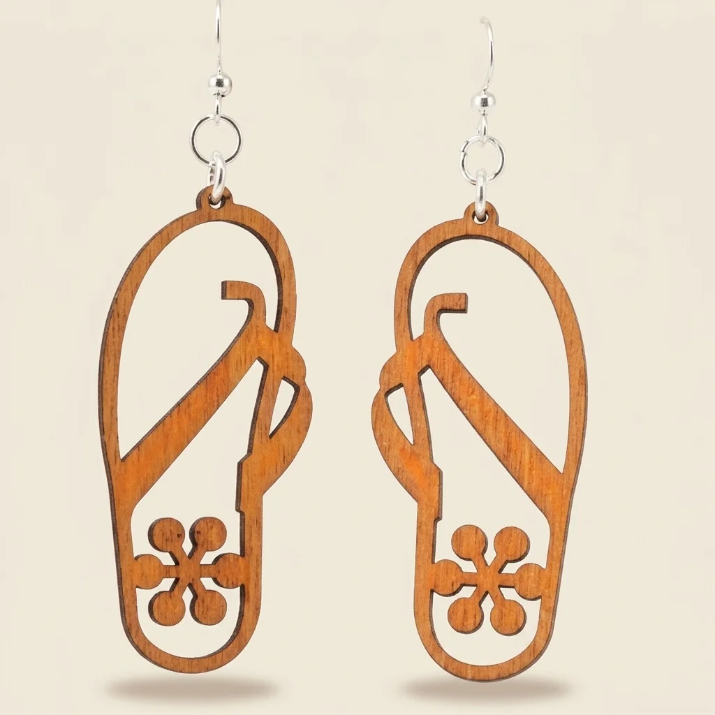 Aretes en forma de chancla con flor calada