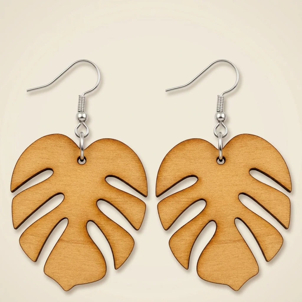 Aretes en forma de hoja monstera