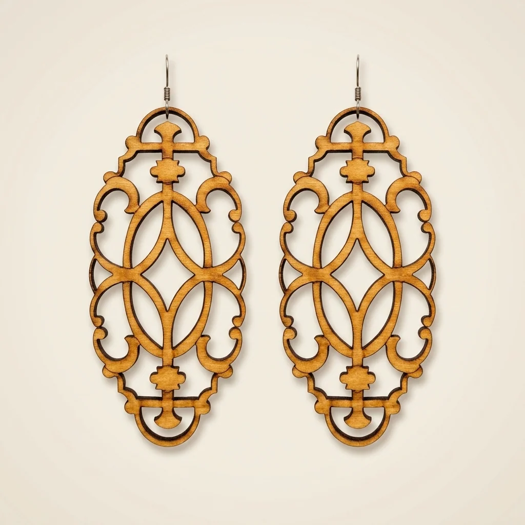 Aretes ovalados con calado ornamental