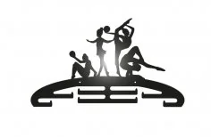 Porta-medallas de gimnasia con siluetas de gimnastas