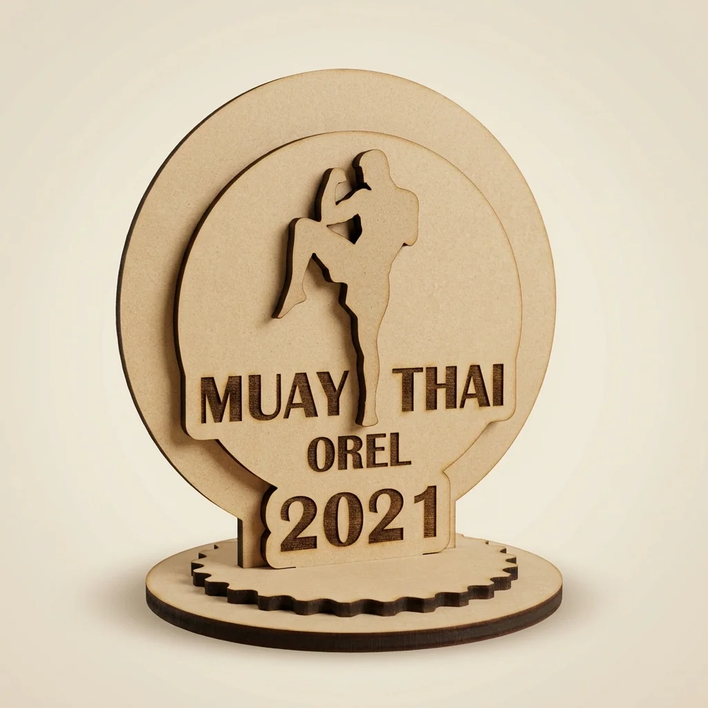 Medalla de Muay Thai con peleadores grabados