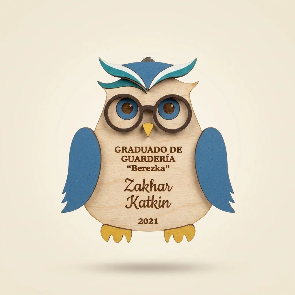 Medalla de búho graduado para niños