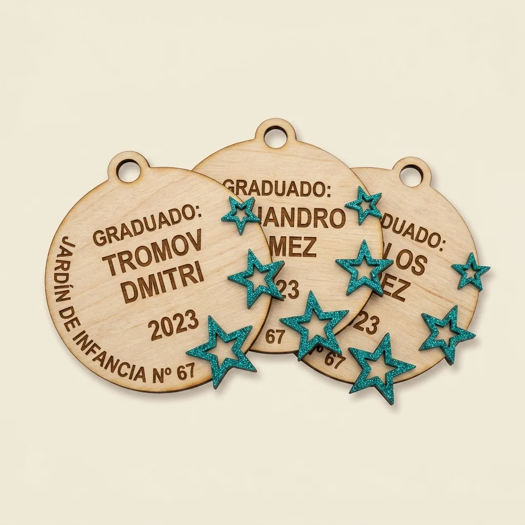Medallas redondas de graduación con estrellas