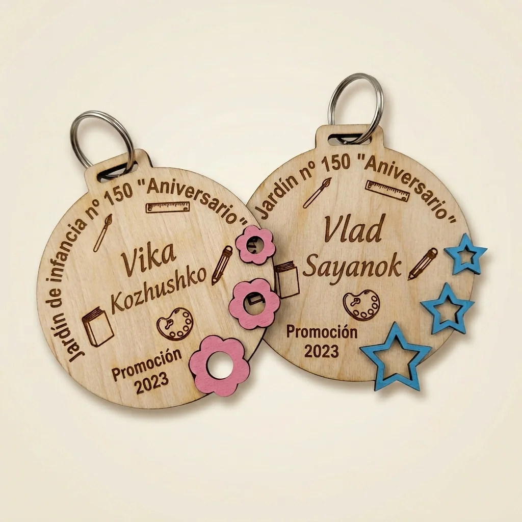 Medallas de graduación con estrellas y donas