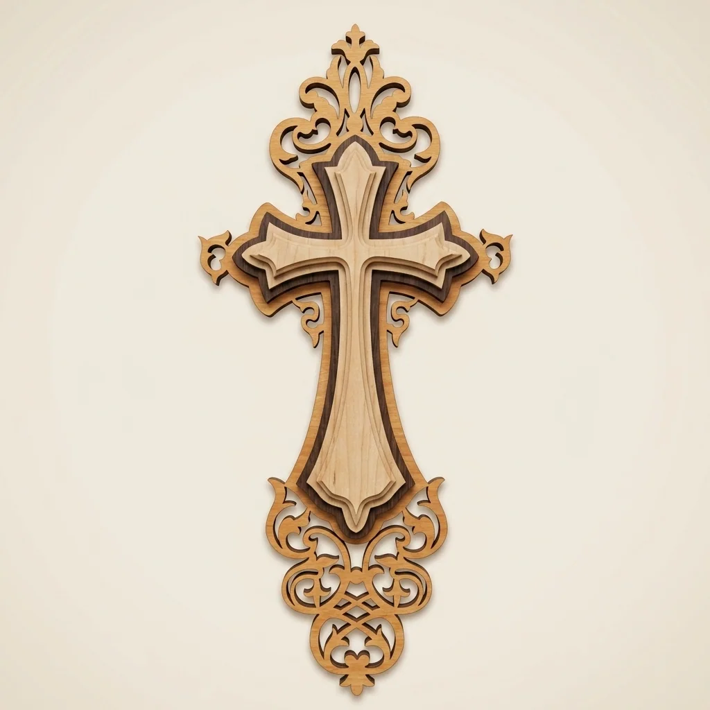 Cruz decorativa de pared con filigrana
