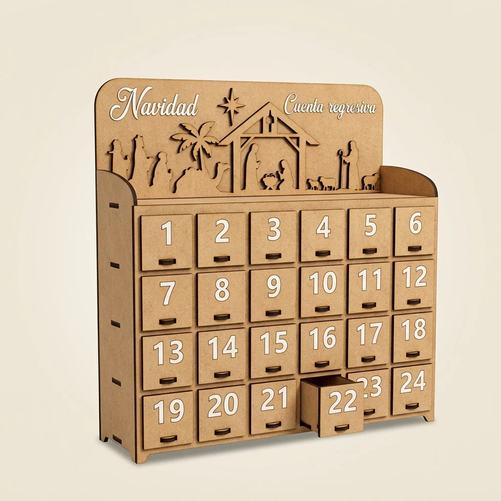 Calendario de adviento navideño con cajones