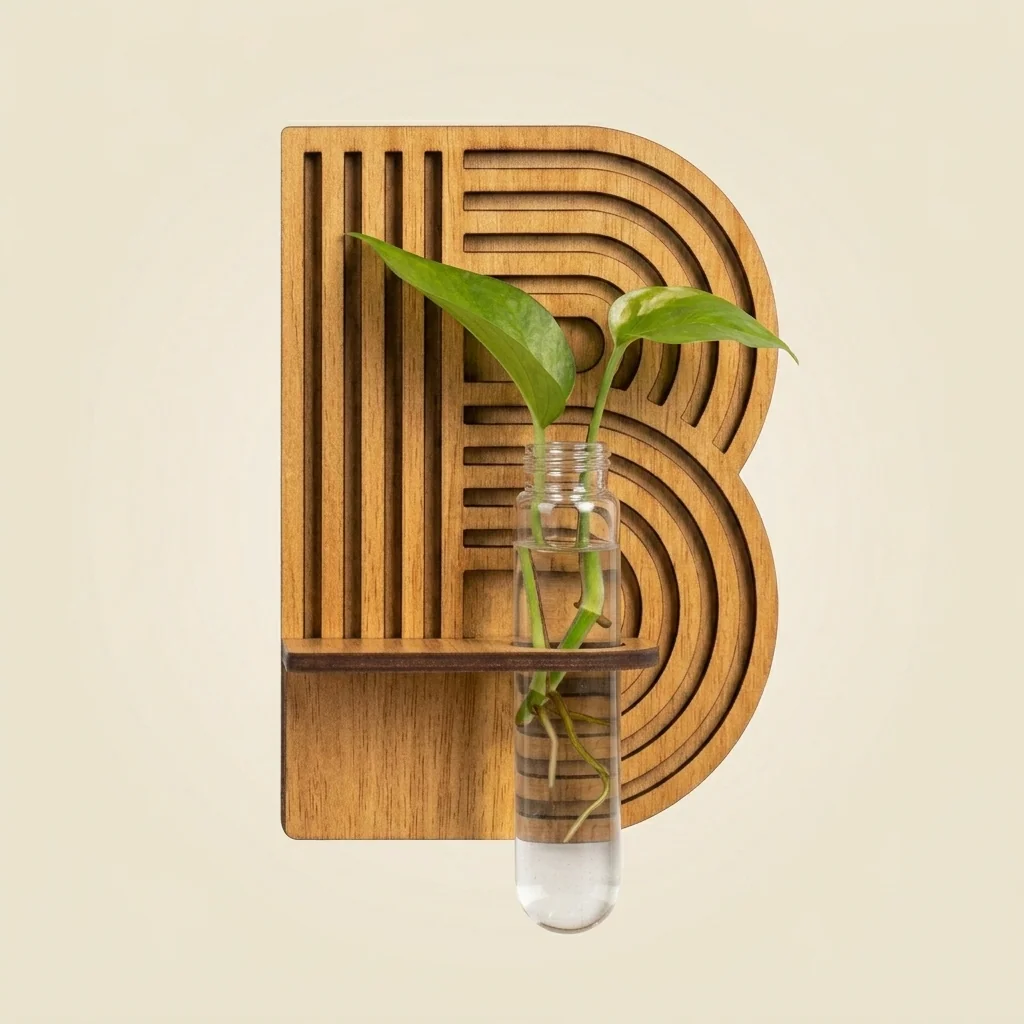Estación de propagación de plantas con letra B