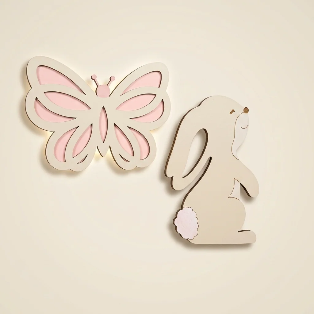 Lámparas de pared mariposa y conejito (set)